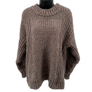 Staccato Sweater WMNS M Brown Crew Neck Pullover Knit Dropped Shoulder Oversized